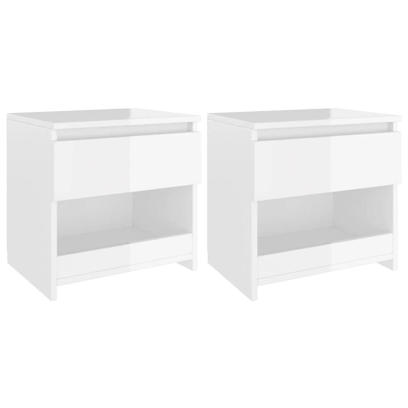 Nachtkastjes 2 st 40x30x39 cm spaanplaat hoogglans wit