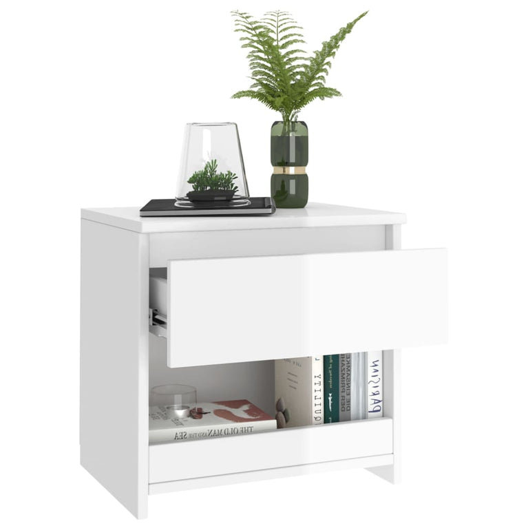 Nachtkastjes 2 st 40x30x39 cm spaanplaat hoogglans wit