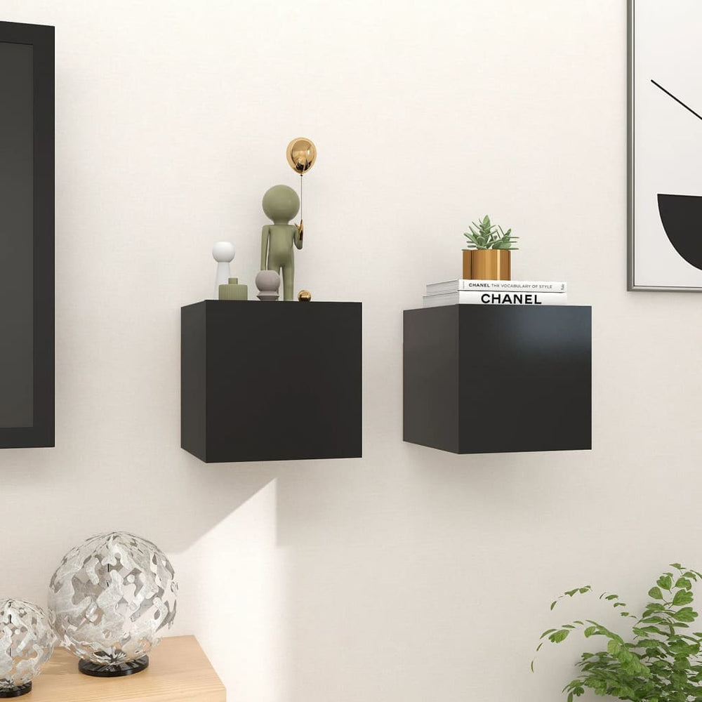Tv-wandmeubelen 2 st 30,5x30x30 cm zwart MeubelReus