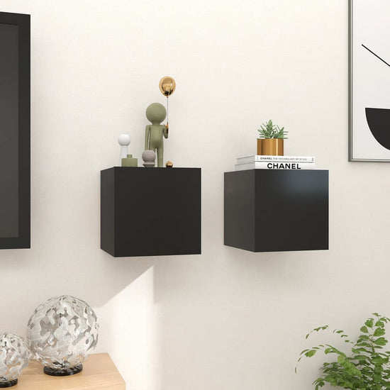 Tv-wandmeubelen 2 st 30,5x30x30 cm zwart MeubelReus