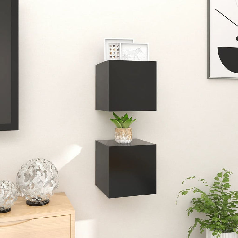 Tv-wandmeubelen 2 st 30,5x30x30 cm zwart MeubelReus