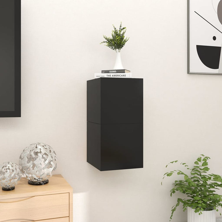 Tv-wandmeubelen 2 st 30,5x30x30 cm zwart MeubelReus