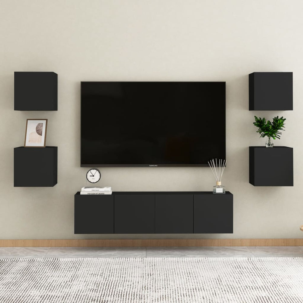 Tv-wandmeubelen 2 st 30,5x30x30 cm zwart MeubelReus
