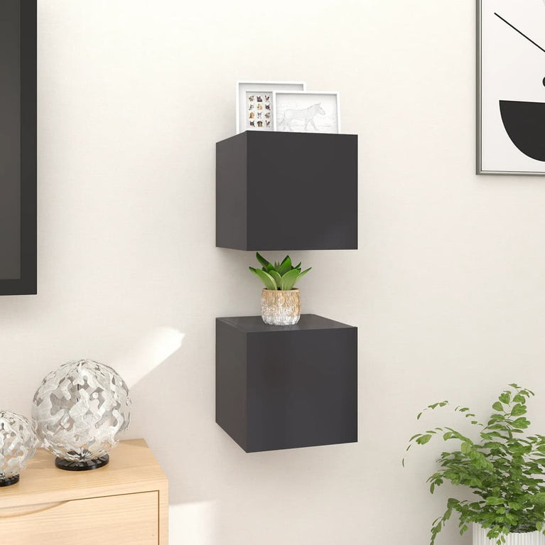Tv-wandmeubelen 2 st 30,5x30x30 cm grijs MeubelReus