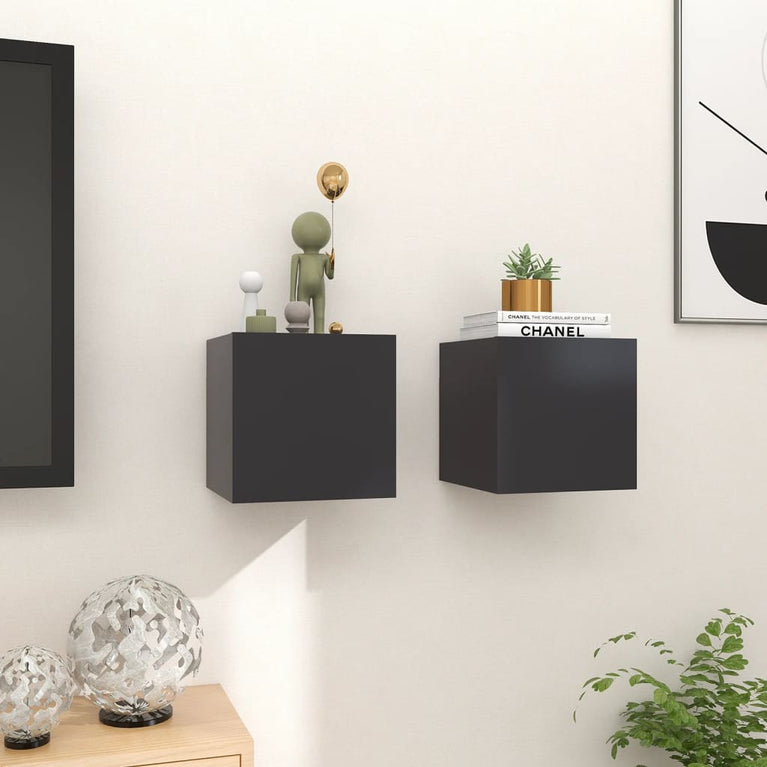 Tv-wandmeubelen 2 st 30,5x30x30 cm grijs MeubelReus