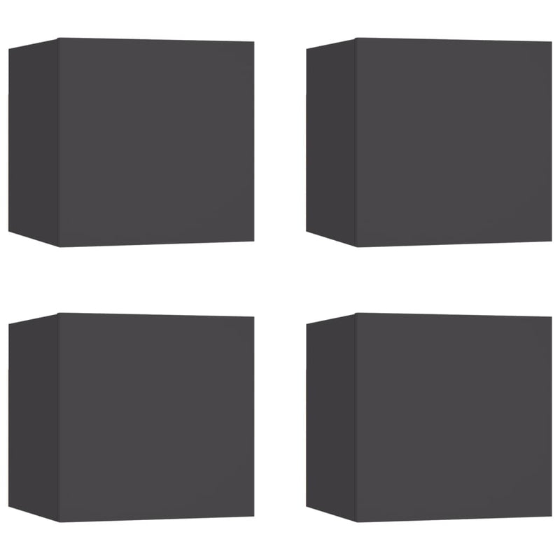 Tv-wandmeubelen 4 st 30,5x30x30 cm grijs