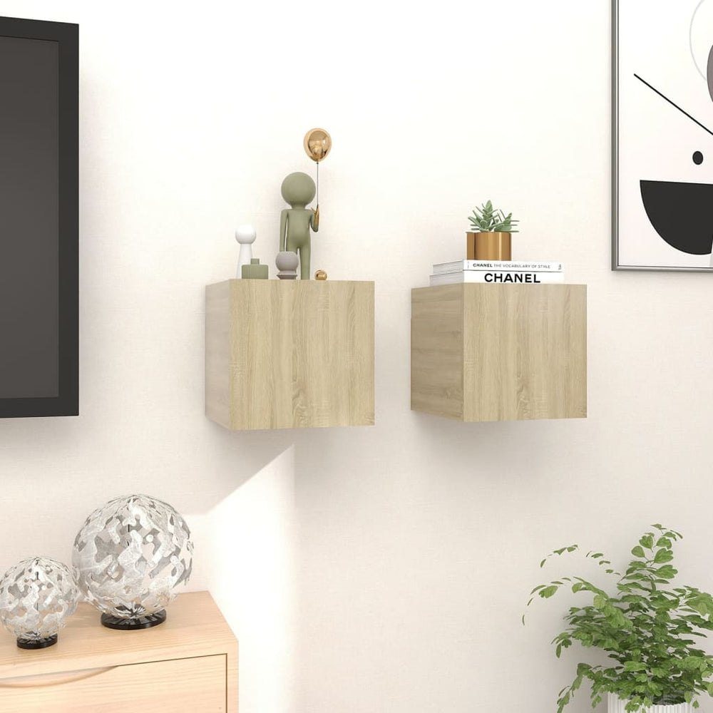 Tv-wandmeubelen 2 st 30,5x30x30 cm sonoma eikenkleurig MeubelReus