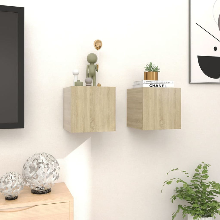 Tv-wandmeubelen 2 st 30,5x30x30 cm sonoma eikenkleurig MeubelReus