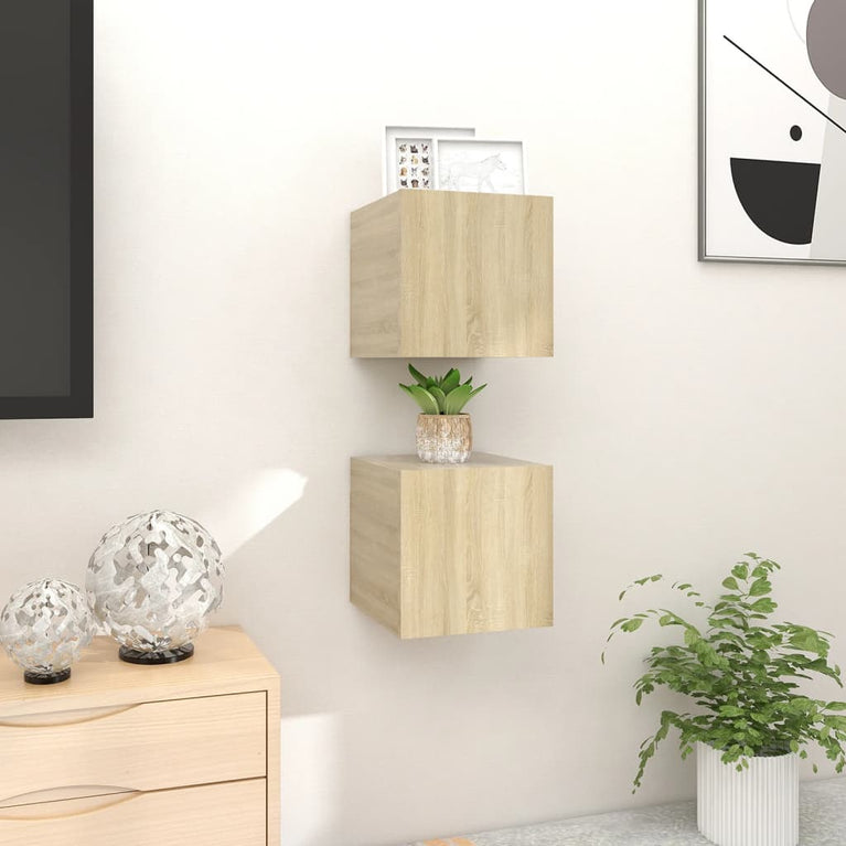 Tv-wandmeubelen 2 st 30,5x30x30 cm sonoma eikenkleurig MeubelReus