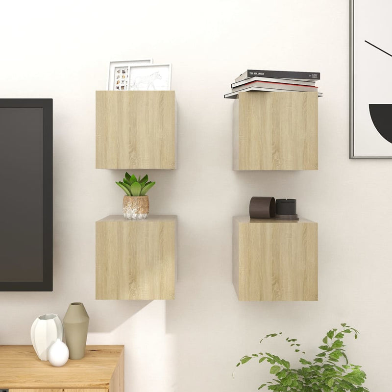Tv-wandmeubelen 4 st 30,5x30x30 cm sonoma eikenkleurig