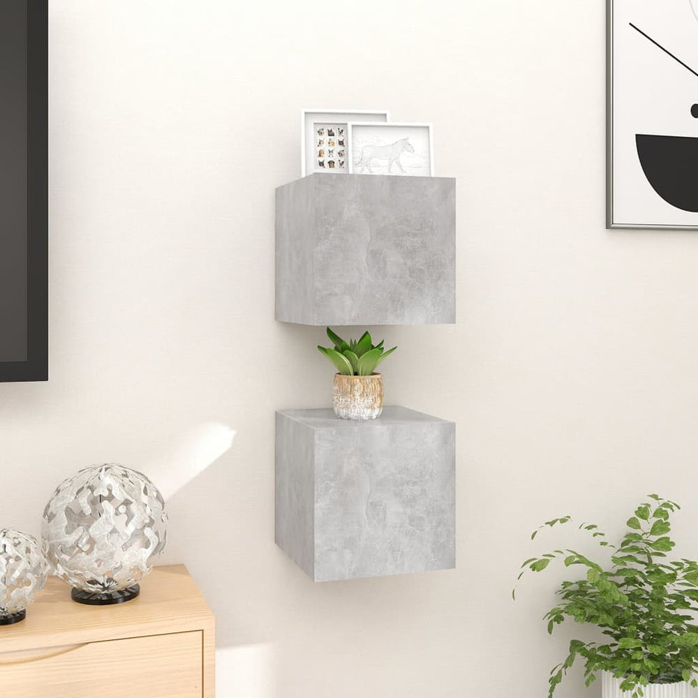 Tv-wandmeubelen 2 st 30,5x30x30 cm betongrijs MeubelReus