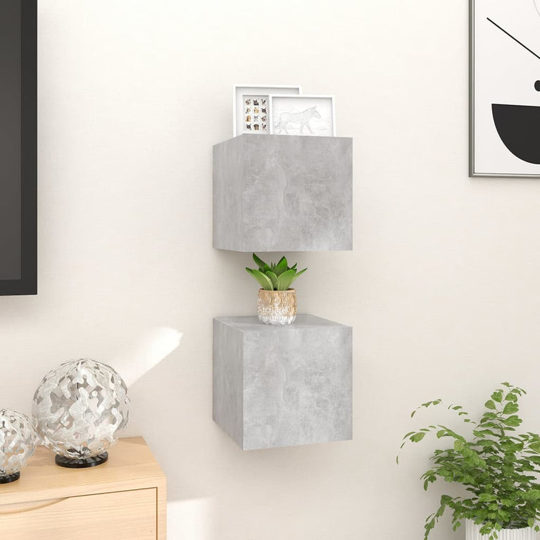 Tv-wandmeubelen 2 st 30,5x30x30 cm betongrijs MeubelReus