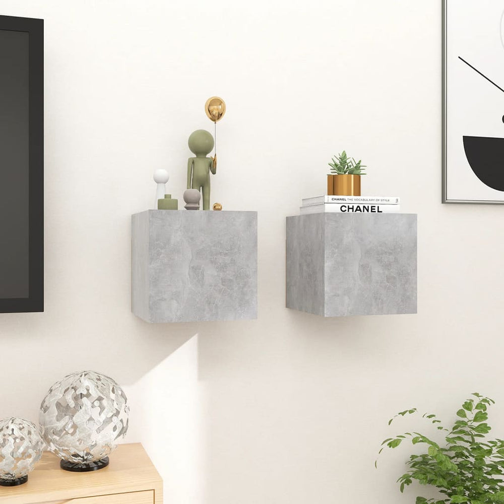 Tv-wandmeubelen 2 st 30,5x30x30 cm betongrijs MeubelReus