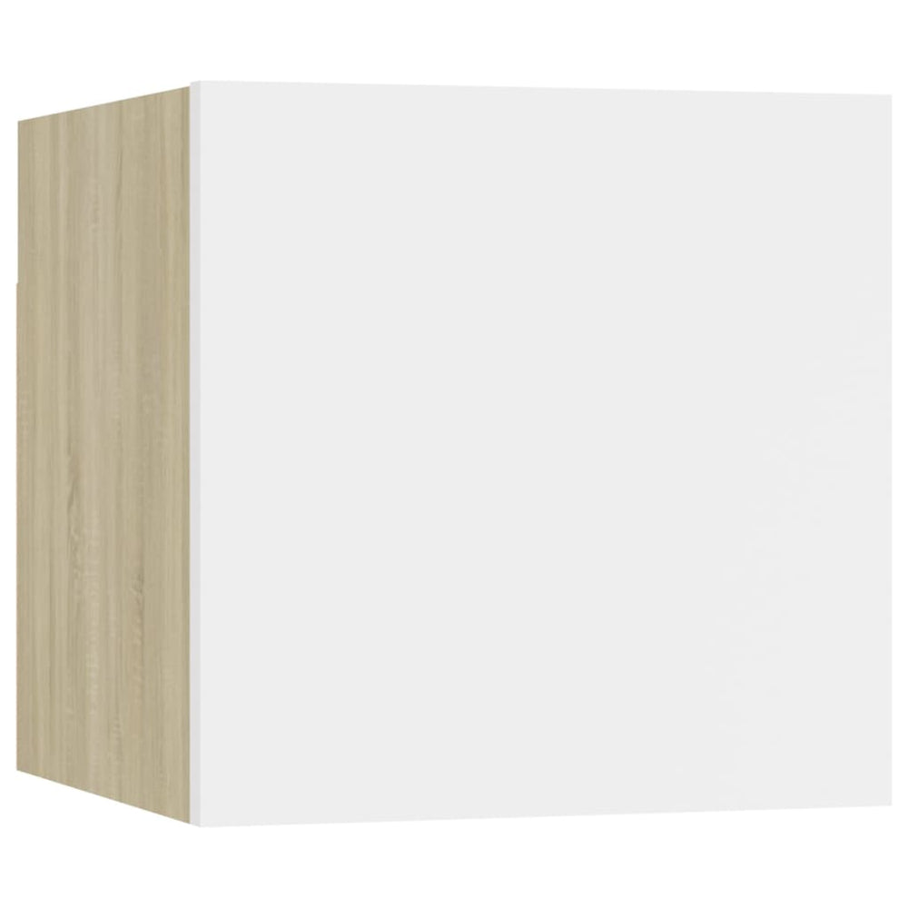 Tv-wandmeubelen 4 st 30,5x30x30 cm wit en sonoma eikenkleurig MeubelReus