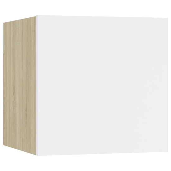 Tv-wandmeubelen 4 st 30,5x30x30 cm wit en sonoma eikenkleurig MeubelReus