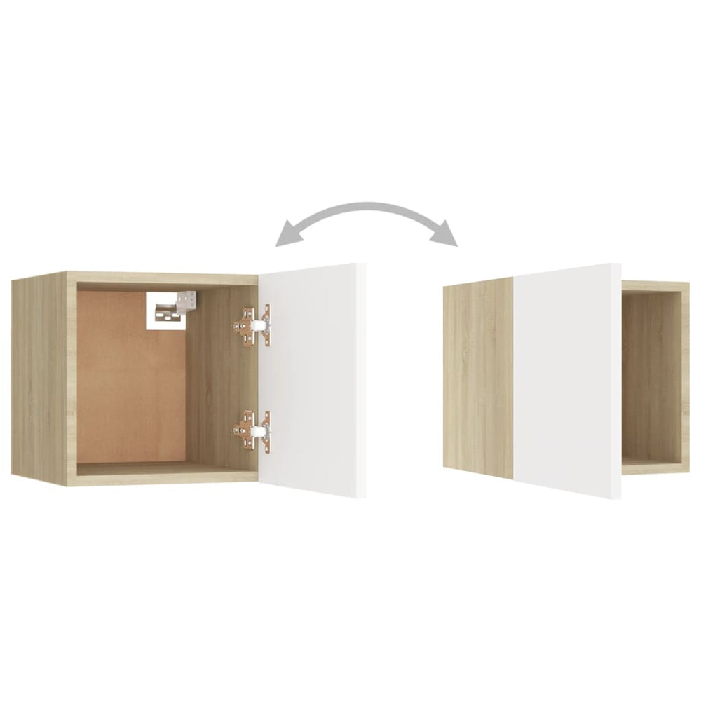 Tv-wandmeubelen 4 st 30,5x30x30 cm wit en sonoma eikenkleurig MeubelReus