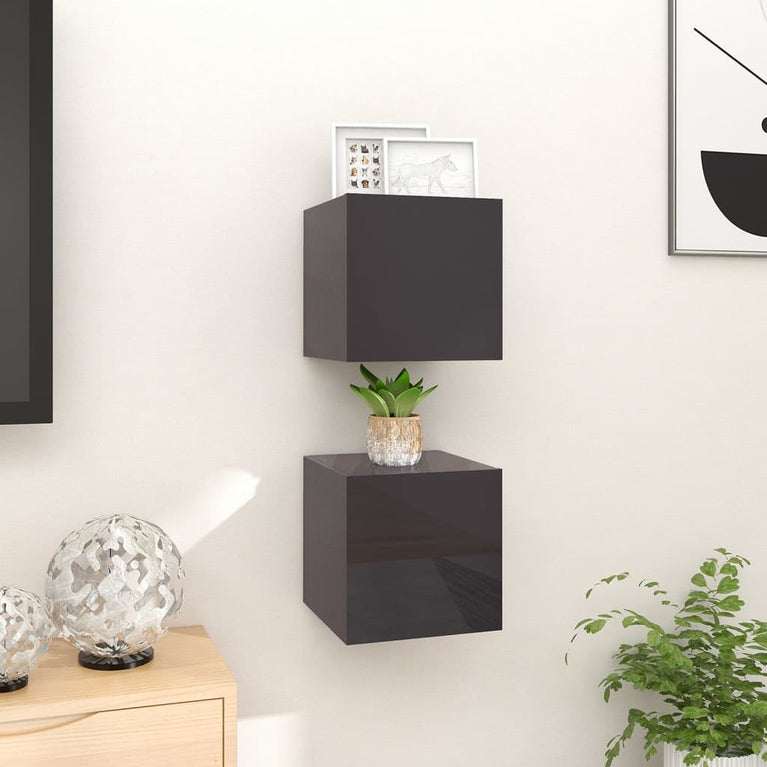 Tv-wandmeubelen 2 st 30,5x30x30 cm hoogglans grijs MeubelReus