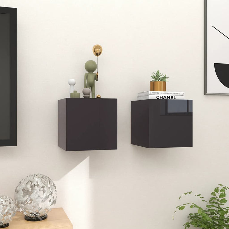 Tv-wandmeubelen 2 st 30,5x30x30 cm hoogglans grijs MeubelReus