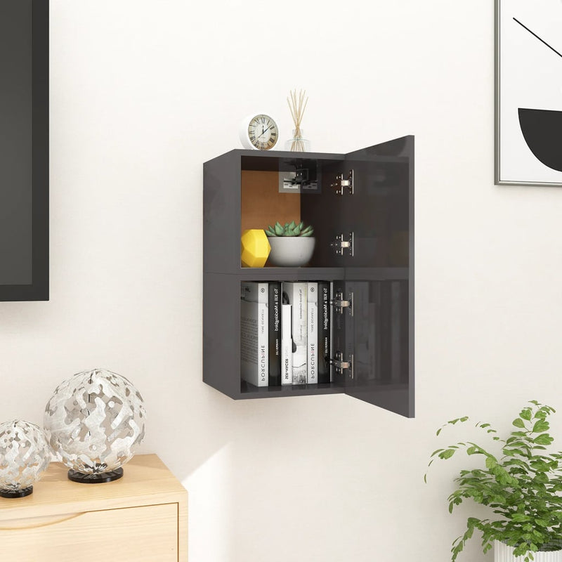 Tv-wandmeubelen 2 st 30,5x30x30 cm hoogglans grijs MeubelReus