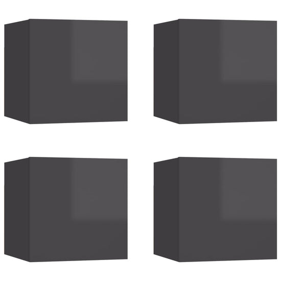 Tv-wandmeubelen 4 st 30,5x30x30 cm hoogglans grijs MeubelReus