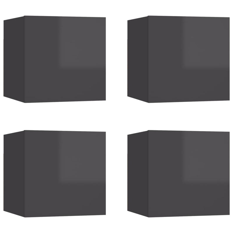 Tv-wandmeubelen 4 st 30,5x30x30 cm hoogglans grijs MeubelReus