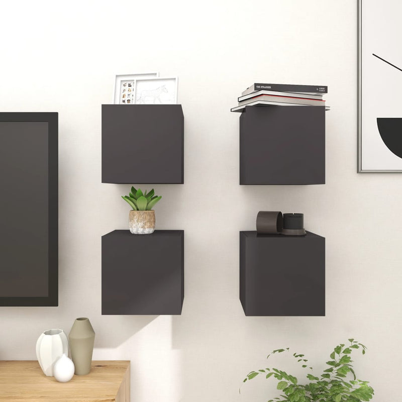 Tv-wandmeubelen 4 st 30,5x30x30 cm hoogglans grijs MeubelReus