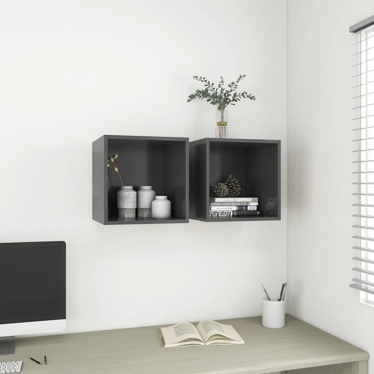 Wandkast 37x37x37 cm spaanplaat grijs