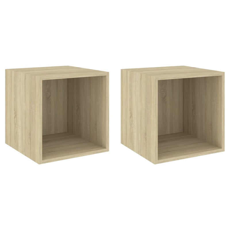Wandkasten 2 st 37x37x37 cm spaanplaat sonoma eikenkleurig