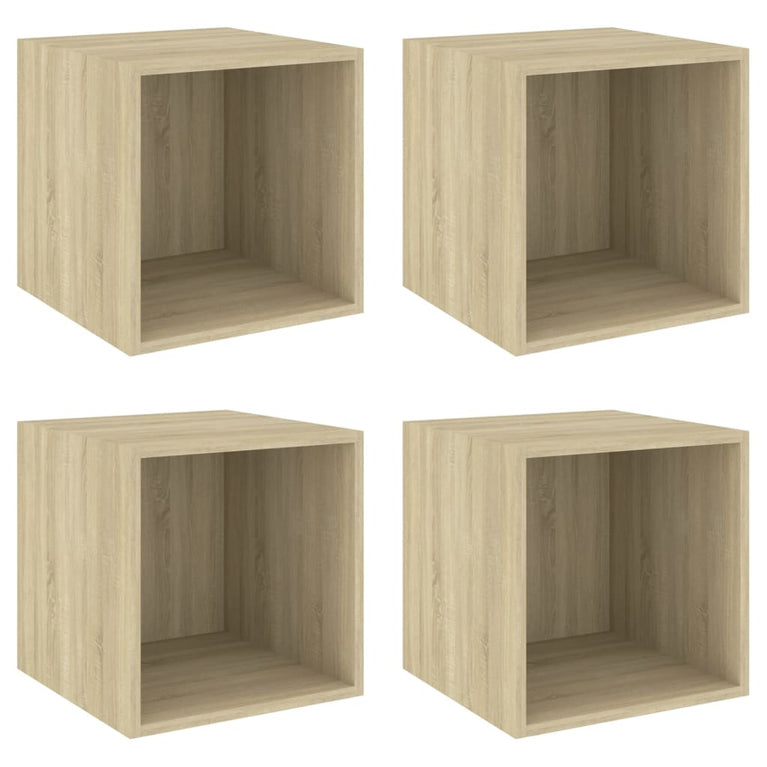 Wandkasten 4 st 37x37x37 cm spaanplaat sonoma eikenkleurig