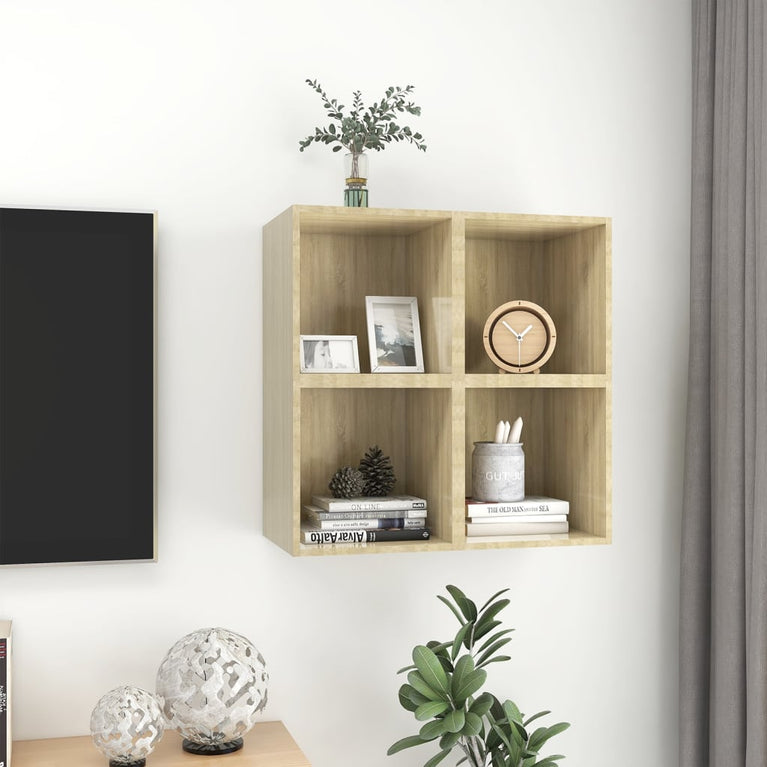Wandkasten 4 st 37x37x37 cm spaanplaat sonoma eikenkleurig
