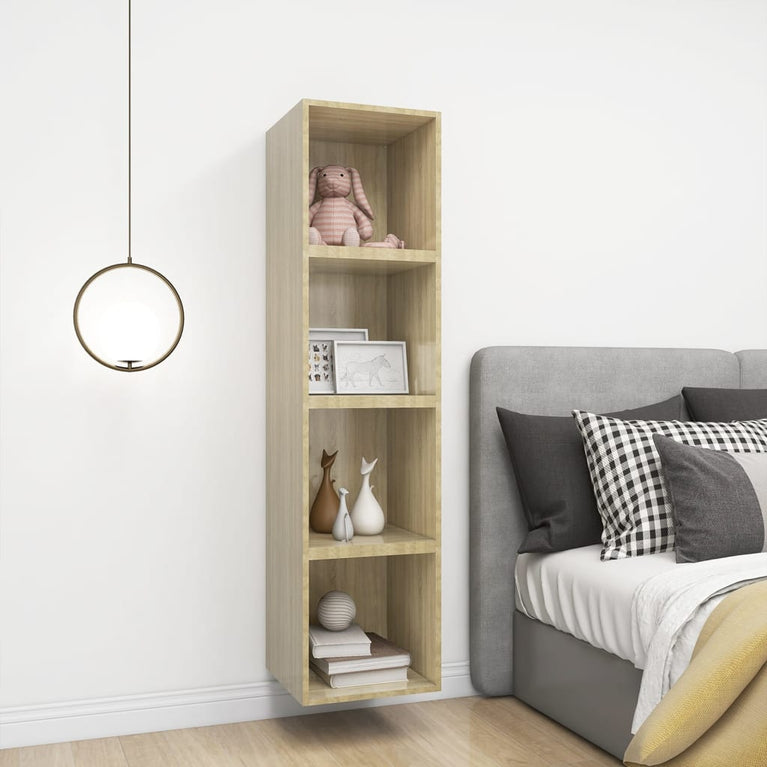 Wandkasten 4 st 37x37x37 cm spaanplaat sonoma eikenkleurig