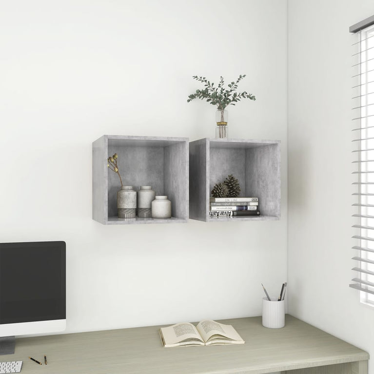 Wandkast 37x37x37 cm spaanplaat betongrijs