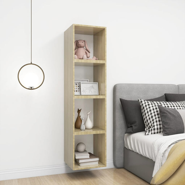 Wandkasten 4 st 37x37x37 cm spaanplaat wit sonoma eikenkleurig