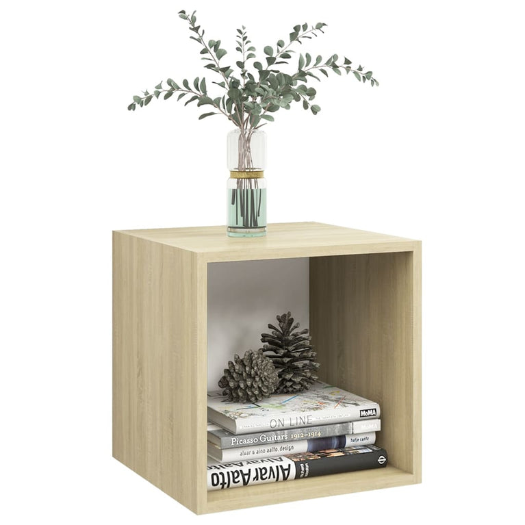 Wandkasten 4 st 37x37x37 cm spaanplaat wit sonoma eikenkleurig