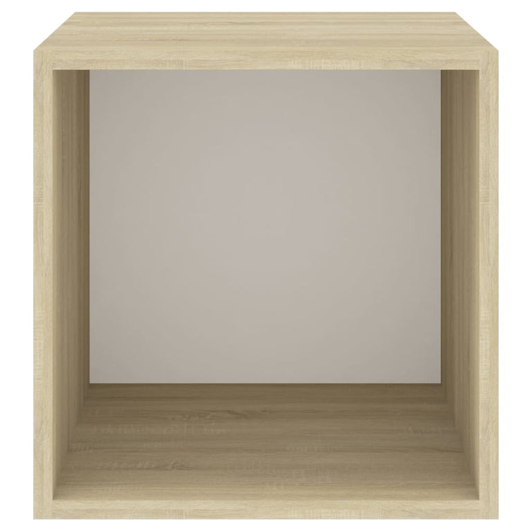Wandkasten 4 st 37x37x37 cm spaanplaat wit sonoma eikenkleurig