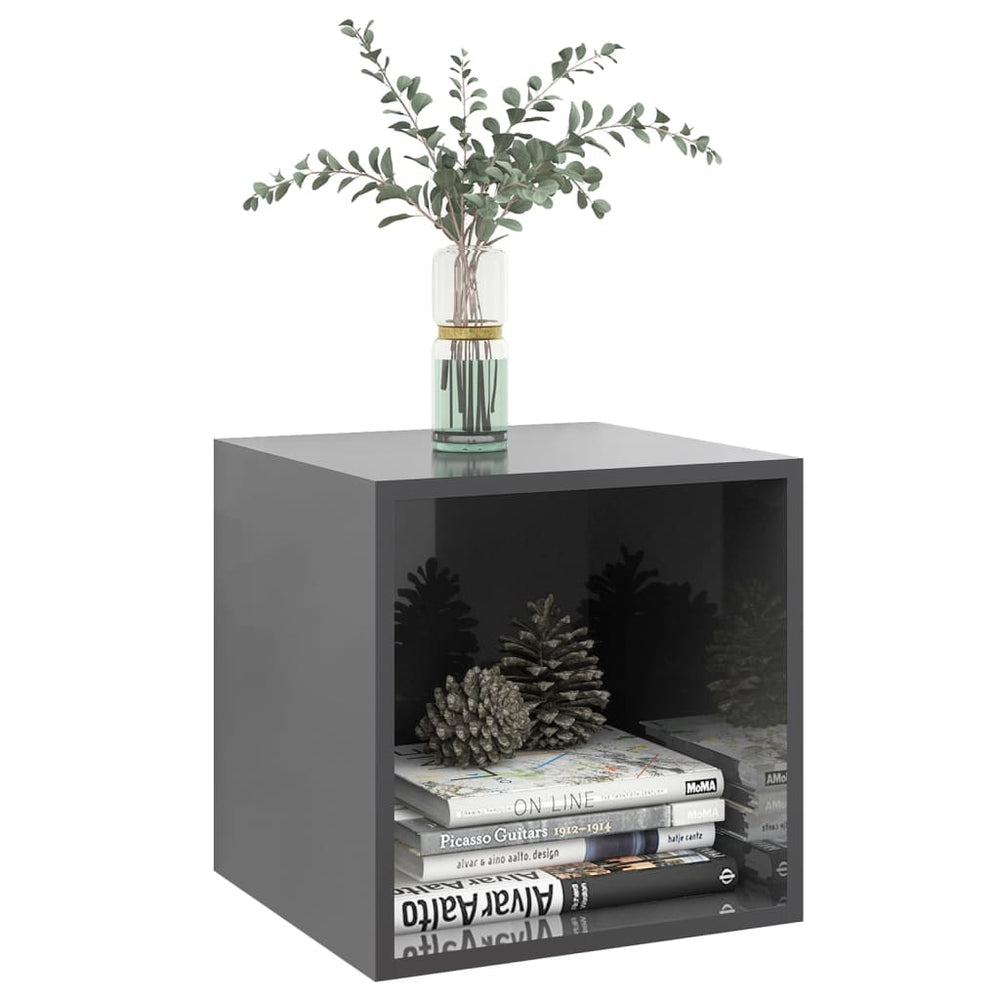 Wandkast 37x37x37 cm spaanplaat hoogglans grijs MeubelReus