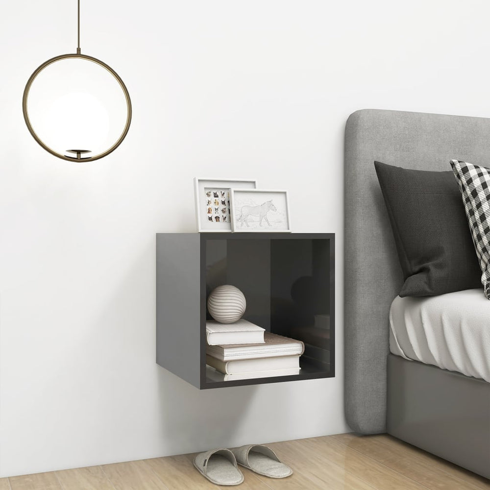 Wandkast 37x37x37 cm spaanplaat hoogglans grijs MeubelReus