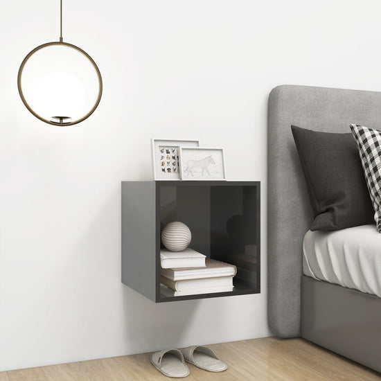 Wandkast 37x37x37 cm spaanplaat hoogglans grijs MeubelReus