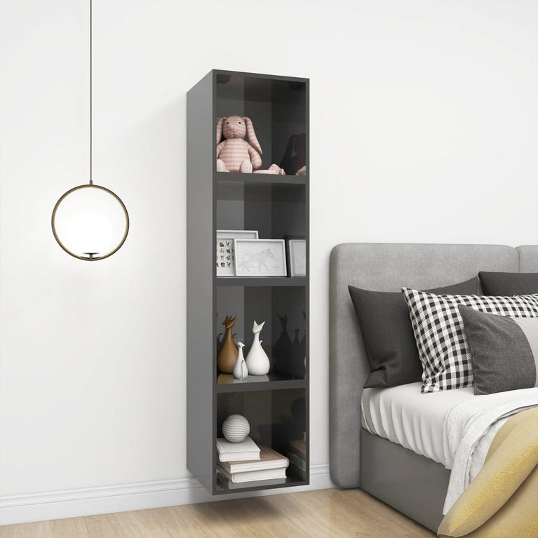 Wandkast 37x37x37 cm spaanplaat hoogglans grijs MeubelReus