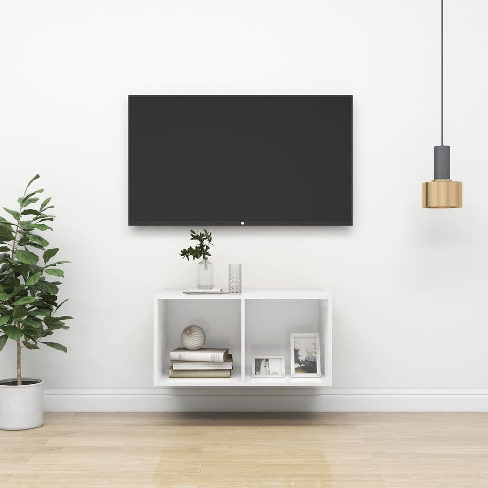 Tv-wandmeubel 37x37x72 cm bewerkt hout wit MeubelReus