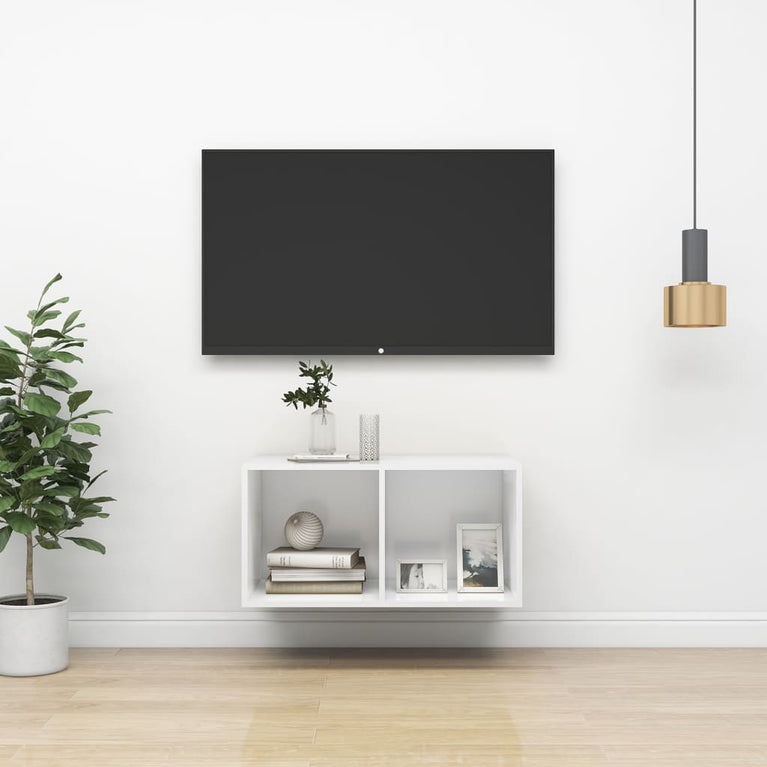 Tv-wandmeubel 37x37x72 cm bewerkt hout wit MeubelReus