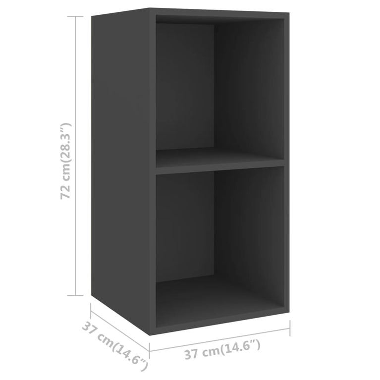 Tv-wandmeubel 37x37x72 cm spaanplaat grijs MeubelReus