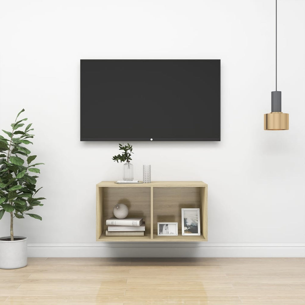 Tv-wandmeubel 37x37x72 cm spaanplaat sonoma eikenkleurig MeubelReus