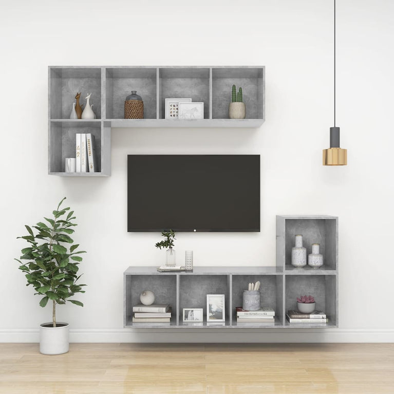 Tv-wandmeubel 37x37x72 cm spaanplaat betongrijs MeubelReus