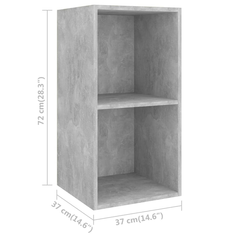 Tv-wandmeubel 37x37x72 cm spaanplaat betongrijs MeubelReus