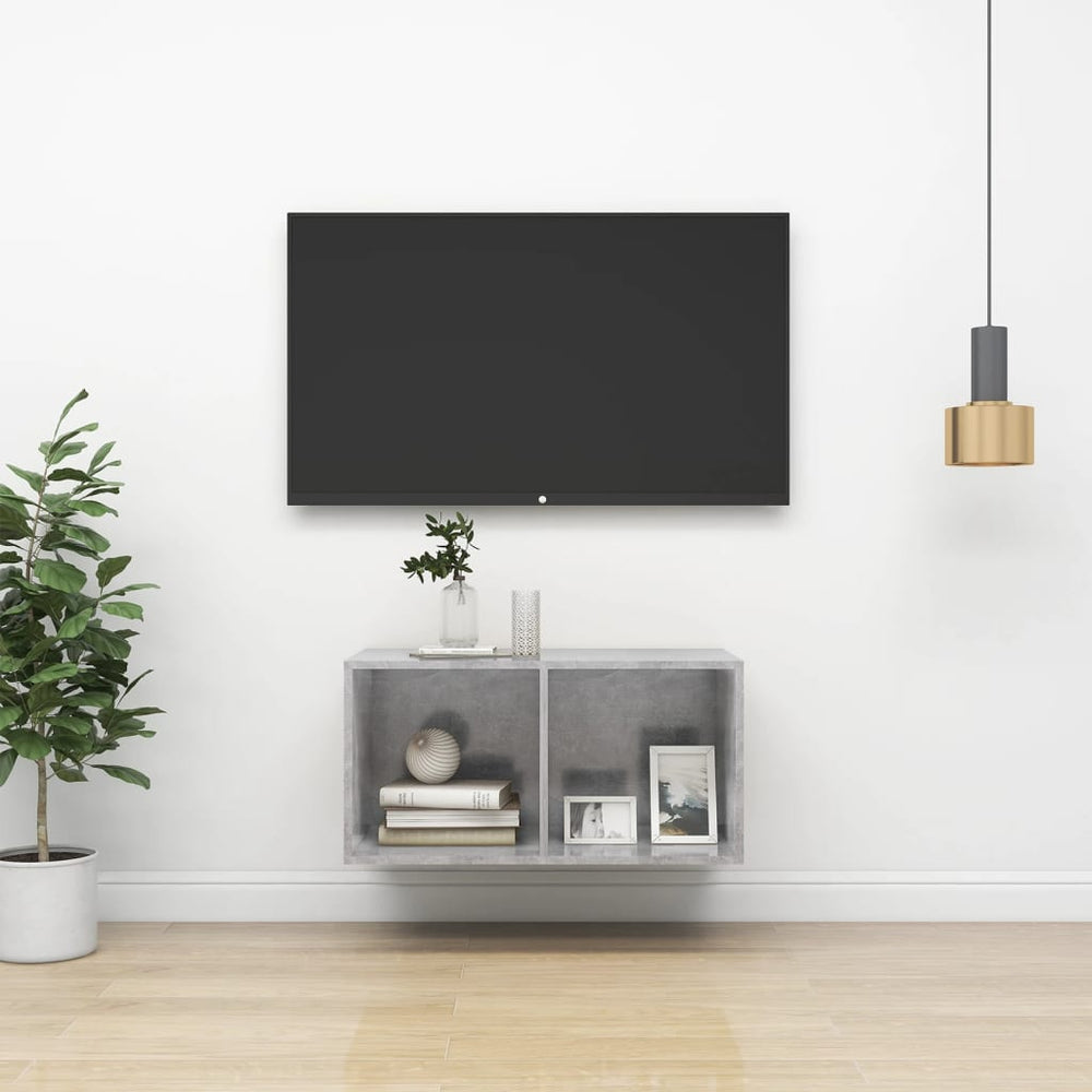 Tv-wandmeubel 37x37x72 cm spaanplaat betongrijs MeubelReus