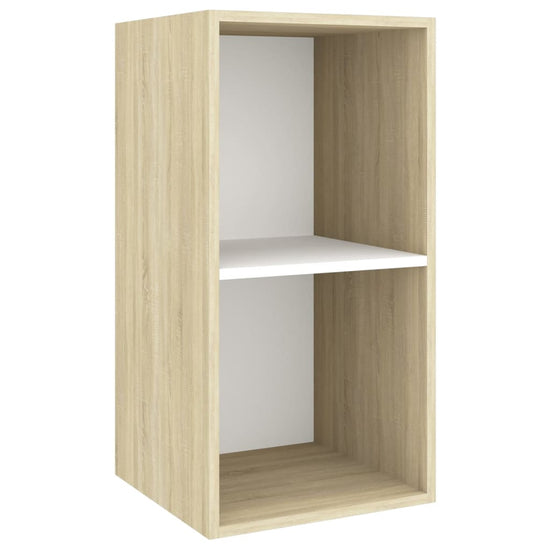 Tv-wandmeubel 37x37x72 cm spaanplaat sonoma eikenkleurig en wit MeubelReus