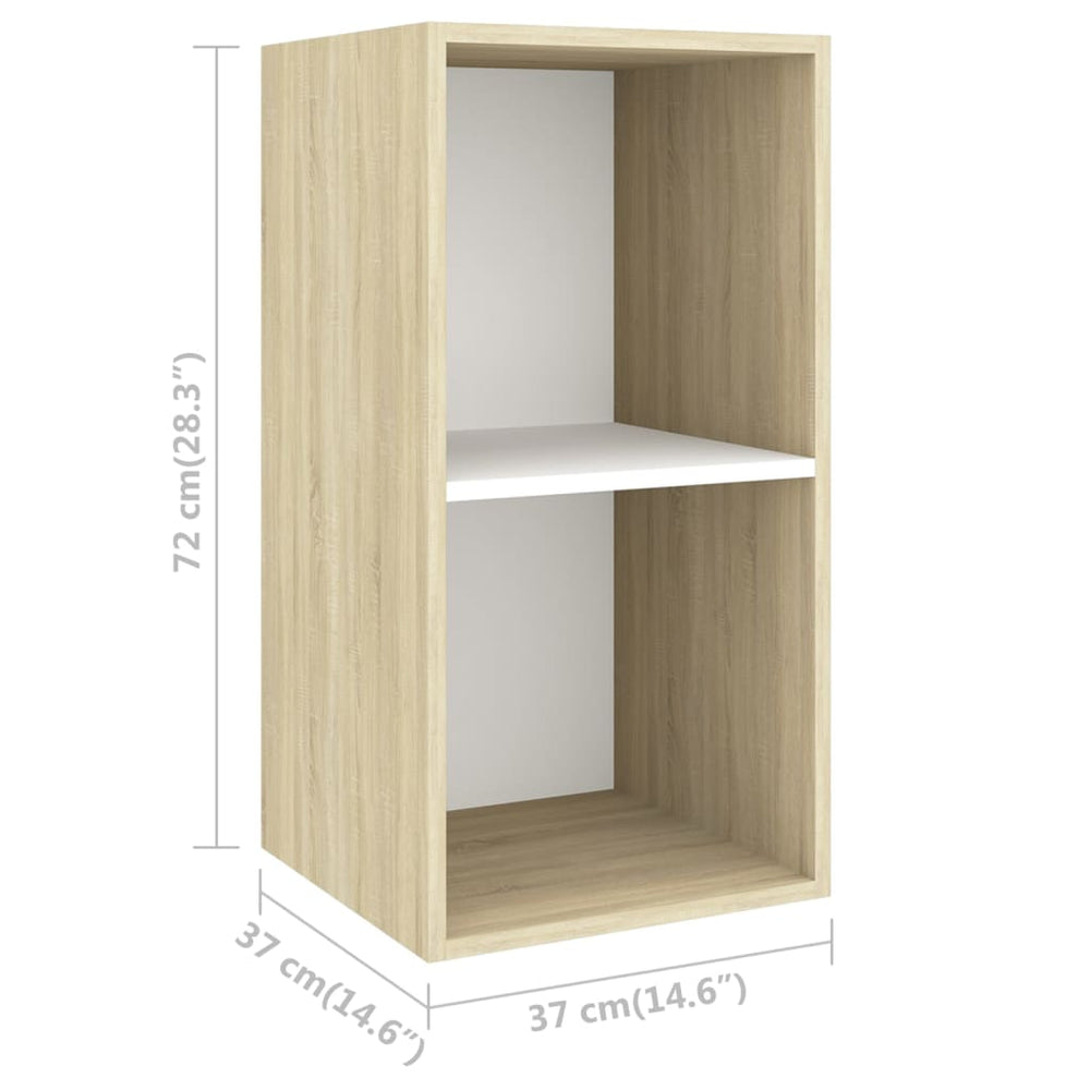 Tv-wandmeubel 37x37x72 cm spaanplaat sonoma eikenkleurig en wit MeubelReus