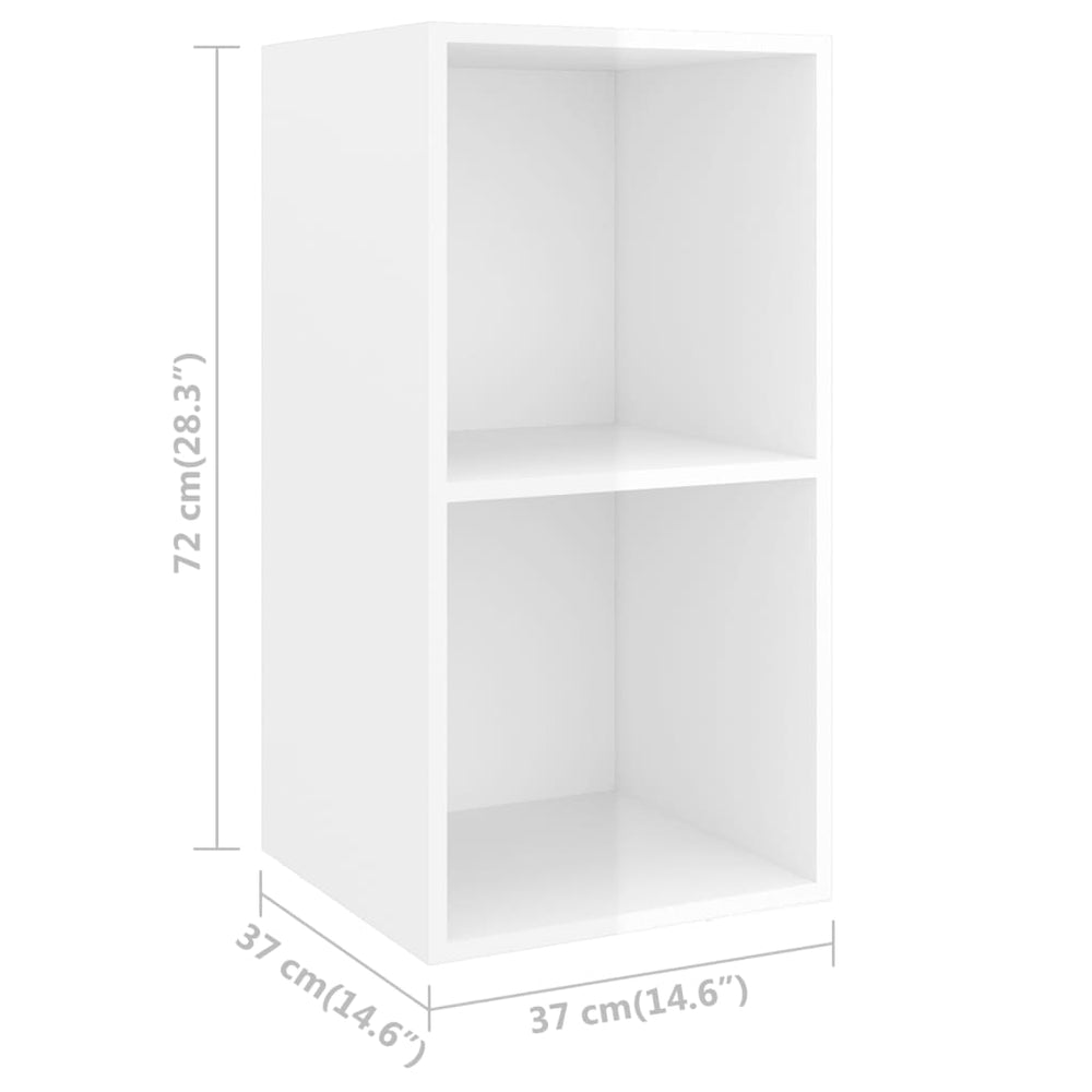 Tv-wandmeubel 37x37x72 cm spaanplaat hoogglans wit MeubelReus