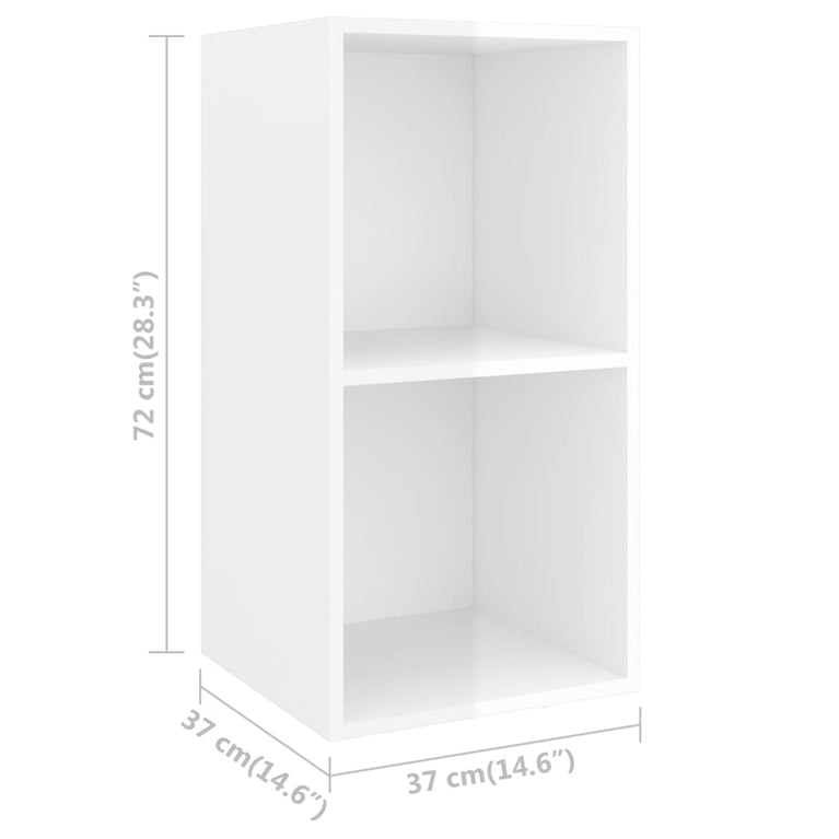 Tv-wandmeubel 37x37x72 cm spaanplaat hoogglans wit MeubelReus